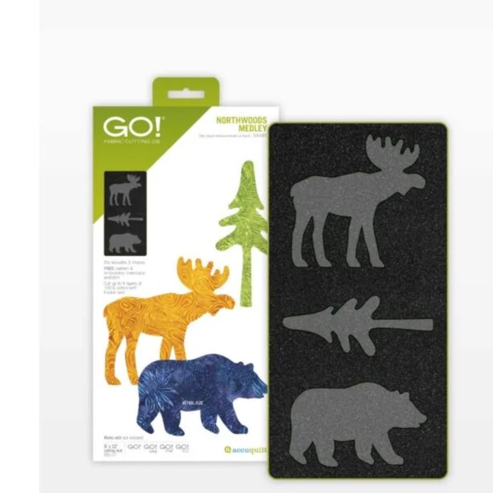 GO! Northwoods Medley Fabric Cutting Die Set - Gray and Green